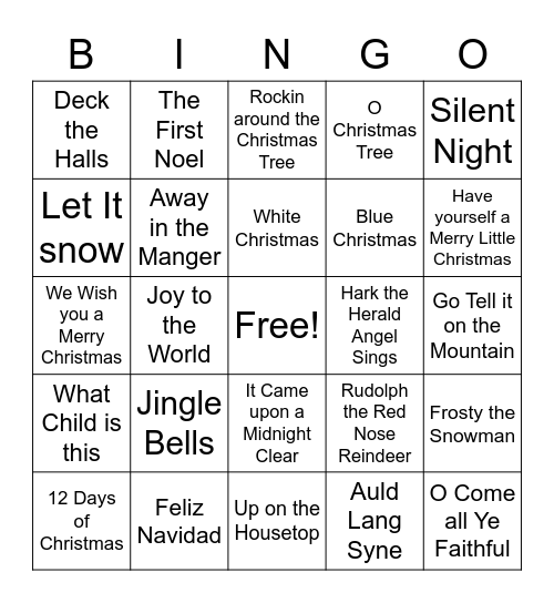 Holiday Bingo Card