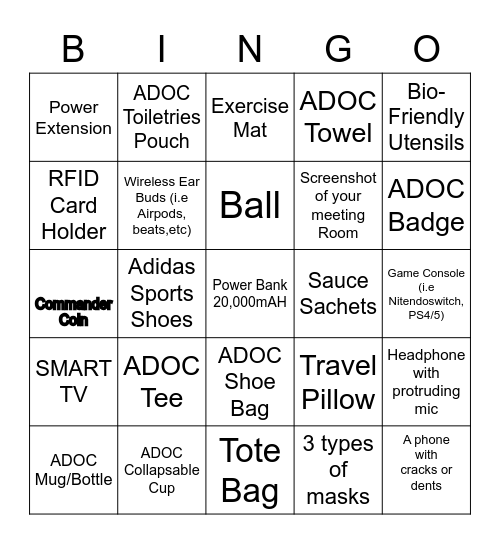 TFC Bingo Hunt Bingo Card