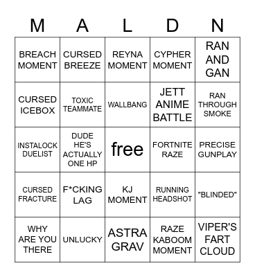 VALORANT BINGO Card