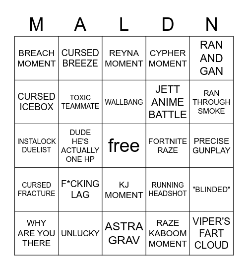 VALORANT BINGO Card