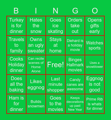 Holiday Bingo Card