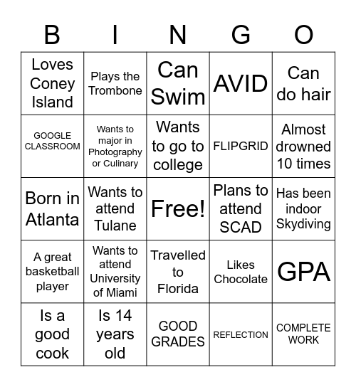 AVID BINGO Card