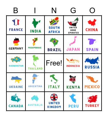 Missions Country Bingo Card
