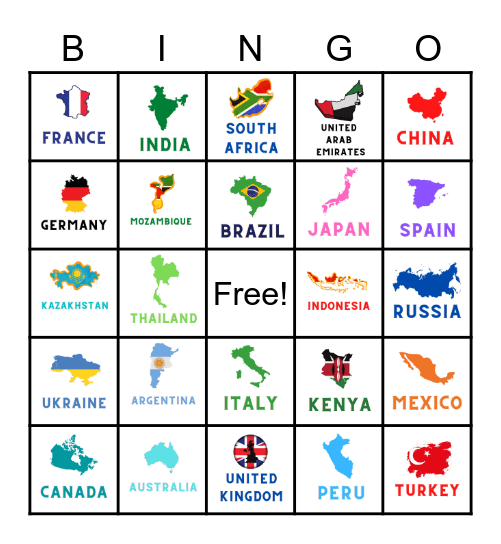 Missions Country Bingo Card