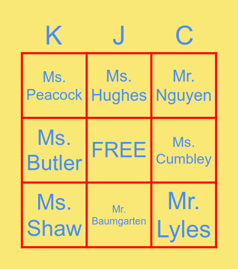 KIPP JC Bingo Card