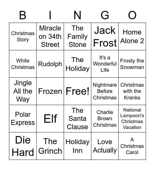 Christmas Bingo Card