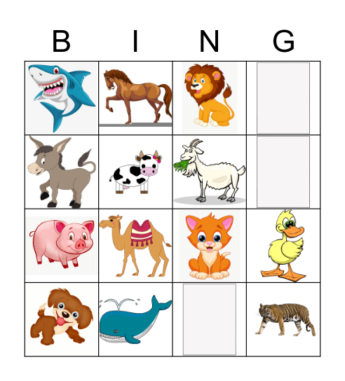 ANIMALS 2 Bingo Card