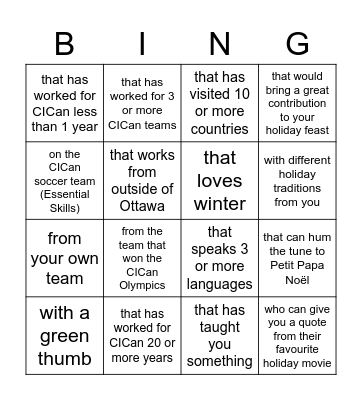 CICan Bingo: Find someone... Bingo Card