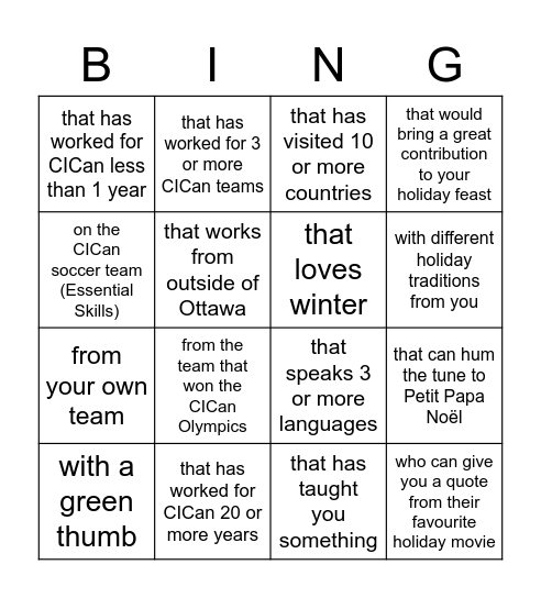 CICan Bingo: Find someone... Bingo Card