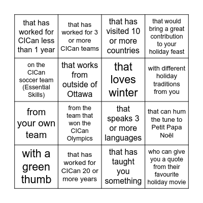 CICan Bingo: Find someone... Bingo Card