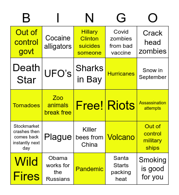 Apocalypse 2020 Bingo Card