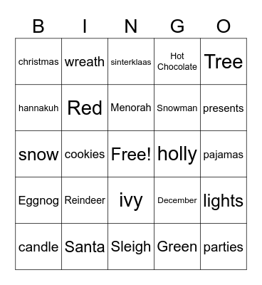 Holiday Bingo Card
