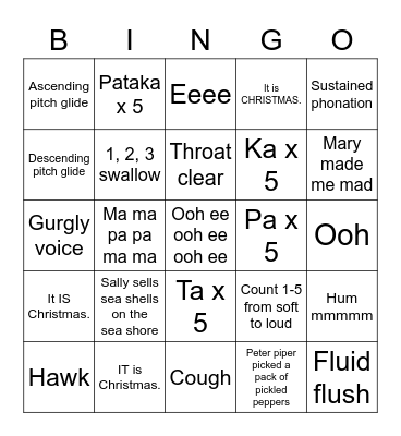 ST Christmas Bingo Card