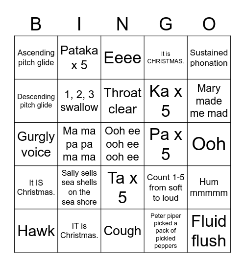 ST Christmas Bingo Card