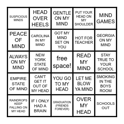 USE YOUR HEAD, BRAIN, & MIND Bingo Card