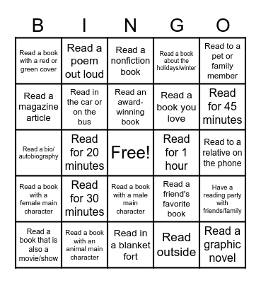 Reading in a Winter Wonderland (2nd - 5th) Bingo Card
