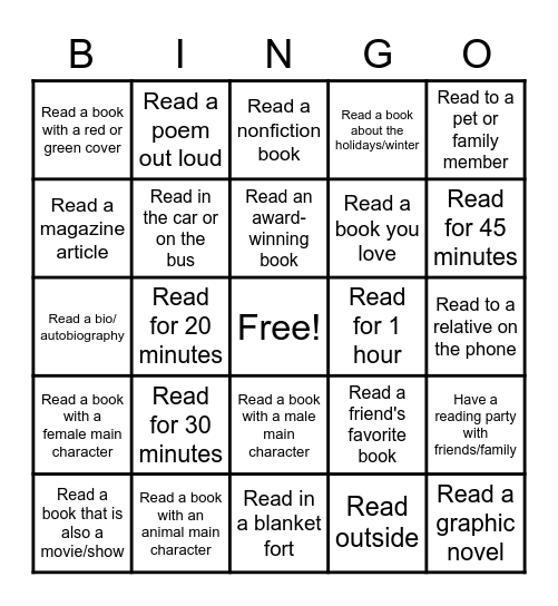 Reading in a Winter Wonderland (2nd - 5th) Bingo Card