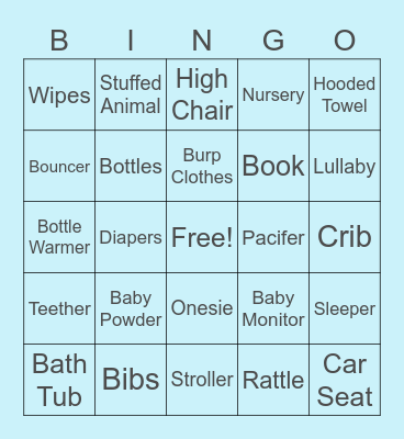 Baby Vasquez - Shower Bingo Card