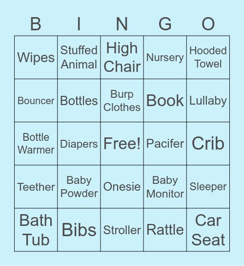 Baby Vasquez - Shower Bingo Card