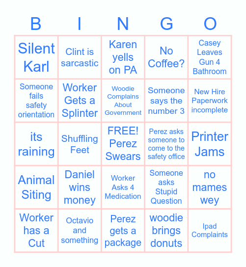 PTP Daily Adventures Bingo Card