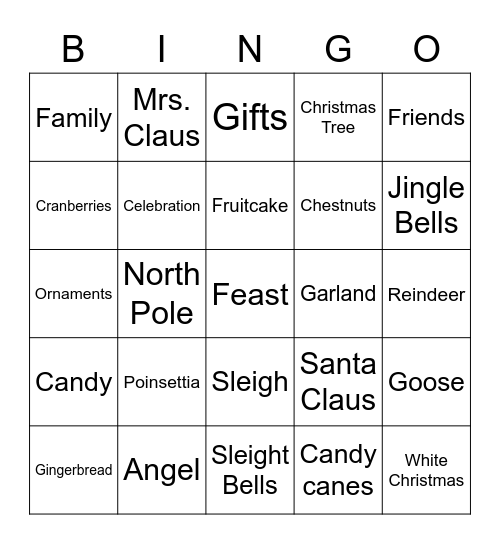 Christmas Bingo Card