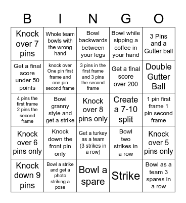 Bowling Bingo Card
