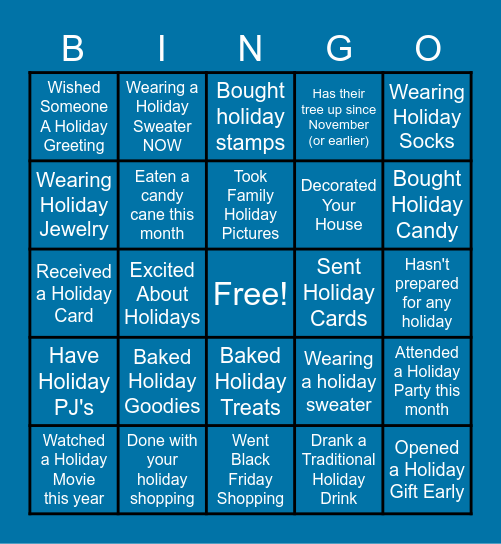 ANA Holiday Fun Bingo Card