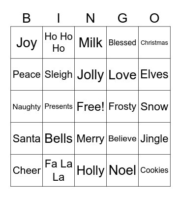 Christmas Bingo Card