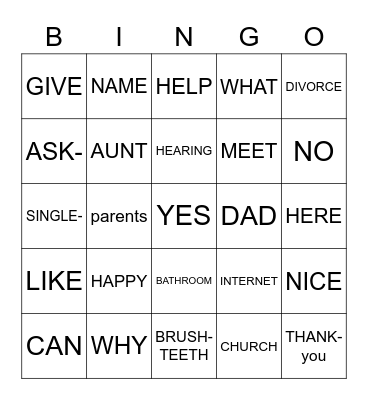 ASL I Bingo Lessons 1-5 Bingo Card