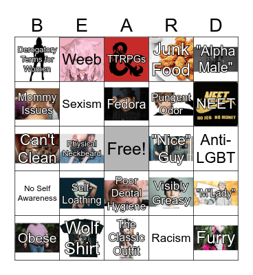 Neckbeard-o Bingo Card