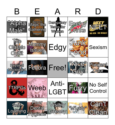 Neckbeard-o Bingo Card