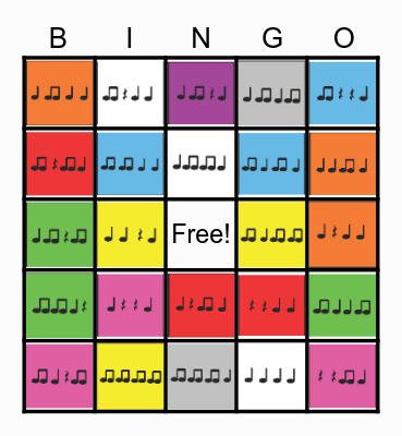 Rhythm Bingo 1 Bingo Card