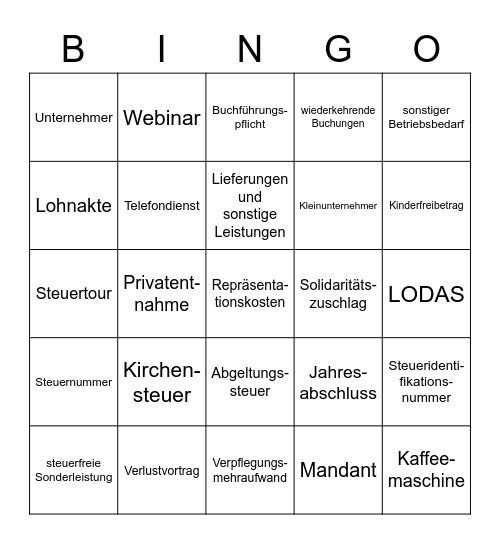 Steuerbingo Card