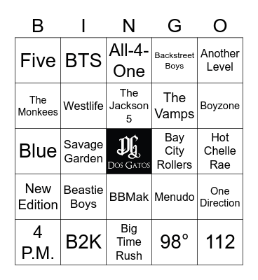 v6 Boy Band Bingo Card