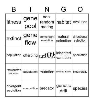 Theory of Evolution Bingo Card