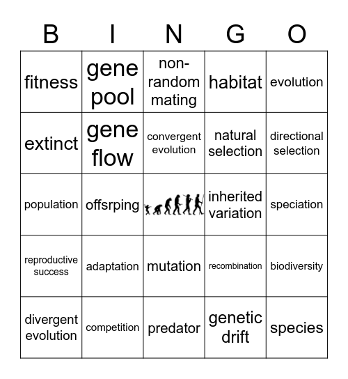 Theory of Evolution Bingo Card