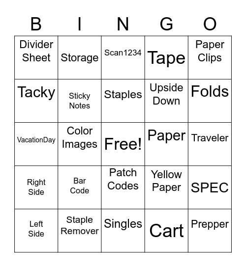 Prep Bingo Card
