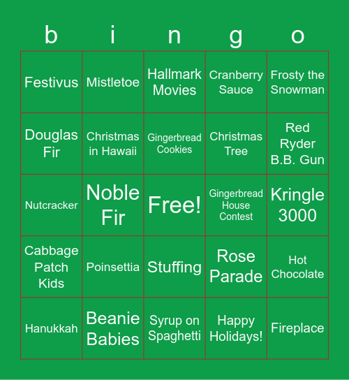 Happy Holidays! Bingo Card