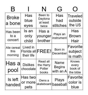 Find someone who... Bingo Card