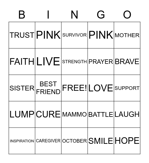 BREAST CANCER  Bingo Card