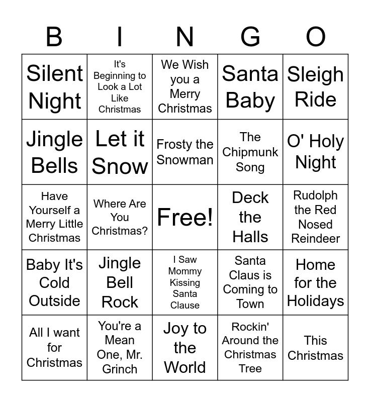 Christmas Bingo Card