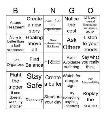 COPING SKILLS Bingo Card