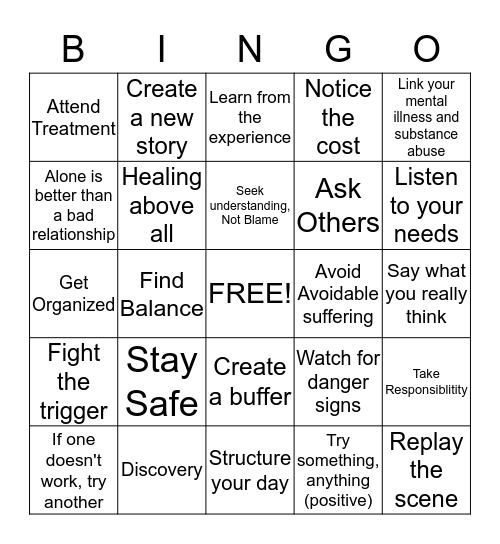 COPING SKILLS Bingo Card