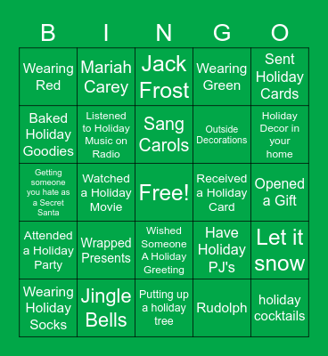 Stansbury Holiday Bingo! Bingo Card