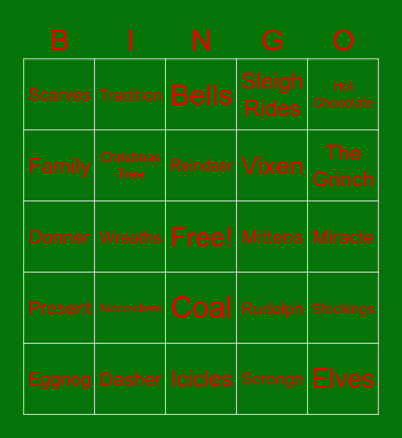 SBB Holiday BINGO Card