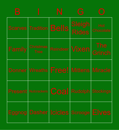 SBB Holiday BINGO Card