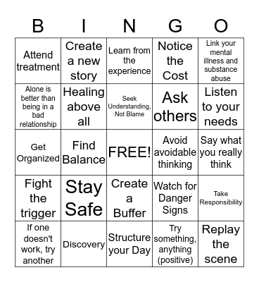 COPING SKILLS Bingo Card