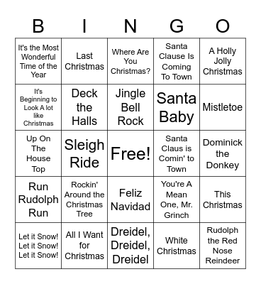 HOLIDAY Bingo Card