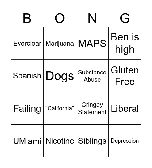 Ben Bella Bingo Card