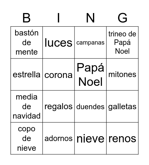 La Navidad Bingo Card